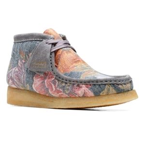 Clarks Floral Ankle Boots - Gray and Pink
